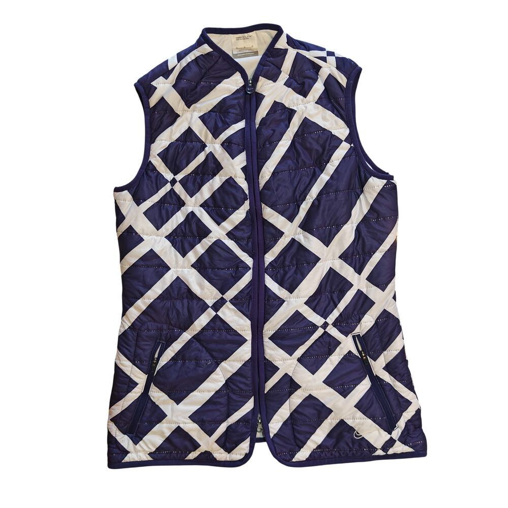 Nike Golf Tour Performance Quilted Vest Purple White Geometric Zip Women's M